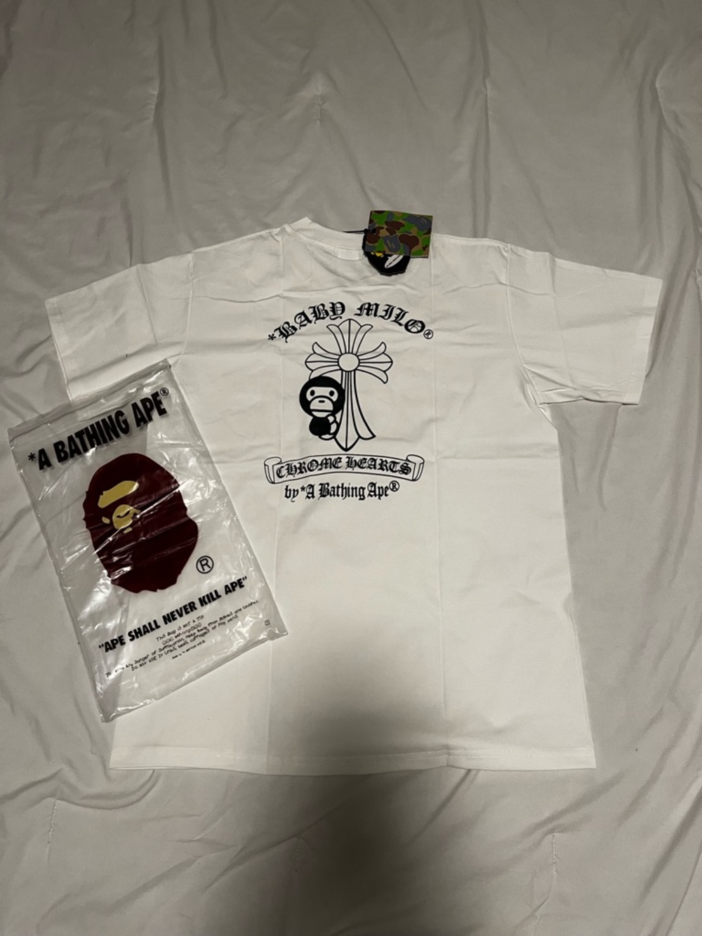 BAPE White Baby Milo Graphic Short Sleeve Tee